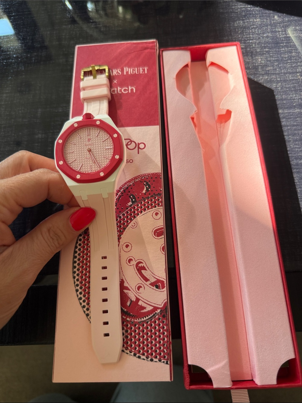 Audemars Piguet Pink and White Resin Strap Watch